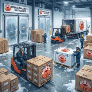 Frozen fish packed and stored in export cartons